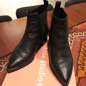 Acne Jensen Black Grain Boots (box/duster bags)